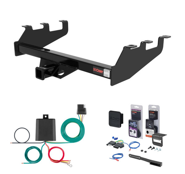 1999 - 2004 Chevrolet Silverado 2500 With Tommy Gate lift or 10" drop bumper Curt 2" Class 3 Trailer Tow Hitch + 5-Flat Wiring Kit Tow Boat/Utility Trailer with Surge Brakes 13339 - CURT