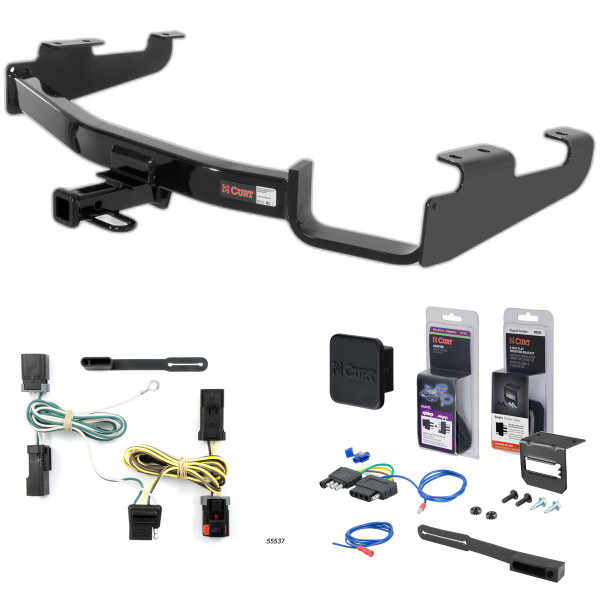 04 - 07 Dodge Caravan Excluding Stow 'n Go and Sport Curt 1-1/4" Class 2 Trailer Tow Hitch + 5-Flat Wiring Kit Tow Boat/Utility Trailer with Surge Brakes 12362 - CURT
