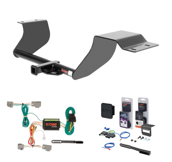 2014 - 2019 Ford Fiesta Hatchback Curt 1-1/4" Class 1 Trailer Tow Hitch + 5-Flat Wiring Kit Tow Boat/Utility Trailer with Surge Brakes 11067 - CURT
