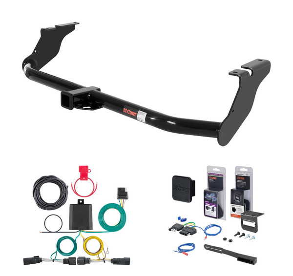 2009 - 2019 Ford Flex Without dual exhaust Curt 2" Class 3 Trailer Tow Hitch + 5-Flat Wiring Kit Tow Boat/Utility Trailer with Surge Brakes 13551 - CURT