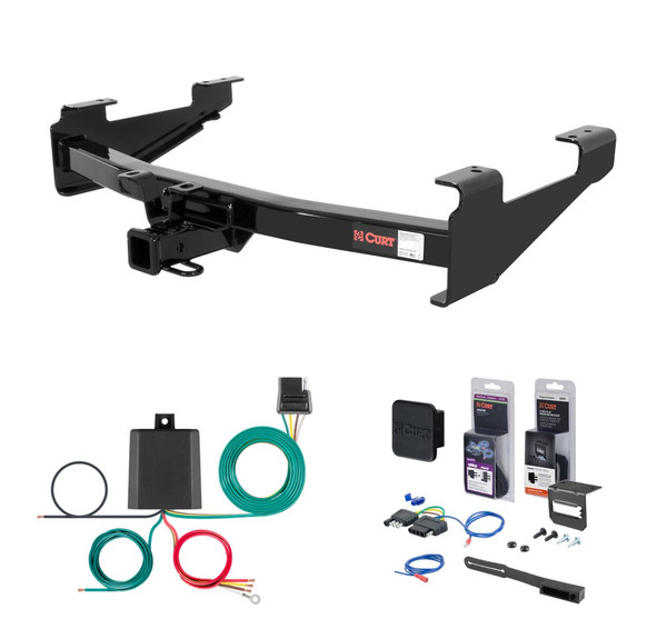 2001 - 2010 Chevrolet Silverado 2500 HD 8' bed, excluding factory receiver, Tommy Gate lift or cab & chassis Curt 2" Class 4 Trailer Tow Hitch + 5-Flat Wiring Kit Tow Boat/Utility Trailer with Surge Brakes 14211 - CURT