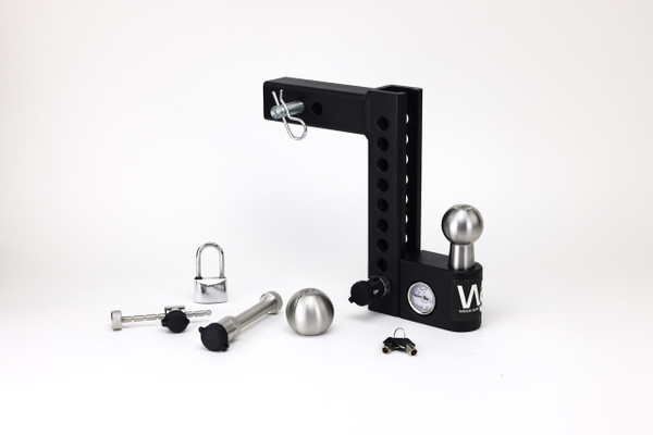 Weigh Safe Aero Hitch Adjustable Ball Mount - 8" Drop Hitch, 2" Shank w/Lock Set AWS8-2-SET - Weigh Safe