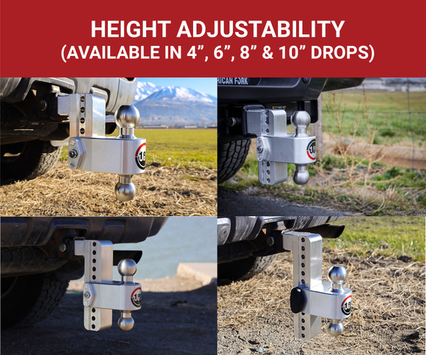 Weigh Safe 180 Hitch - Drop Hitch w/SS Combo Ball - 10" Drop for 2" Shank LTB10-2