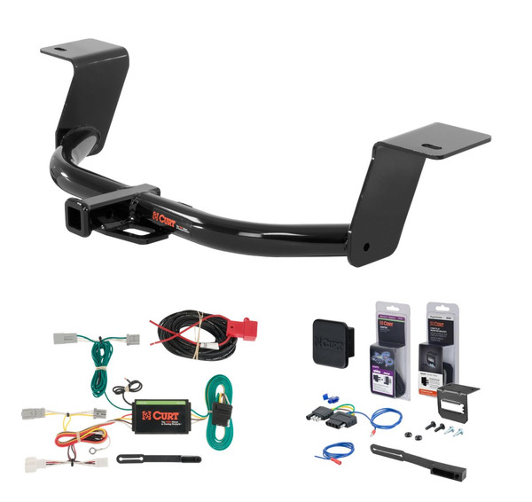 2013 - 2017 Honda Accord Coupe w/ LED Tailights Curt 1-1/4" Class 1 Trailer Tow Hitch + 5-Flat Wiring Kit Tow Boat/Utility Trailer with Surge Brakes 11681 - CURT