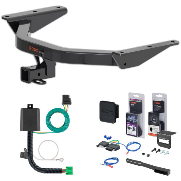 23 - 25 Honda Pilot Curt 2" Class 3 Trailer Tow Hitch + 5-Flat Wiring Kit Tow Boat/Utility Trailer with Surge Brakes 13472 - CURT
