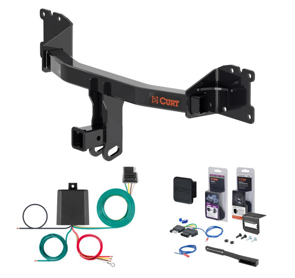 2020 - 2023 Pontiac Cayenne Curt 2" Class 3 Trailer Tow Hitch + 5-Flat Wiring Kit Tow Boat/Utility Trailer with Surge Brakes 13592 - CURT