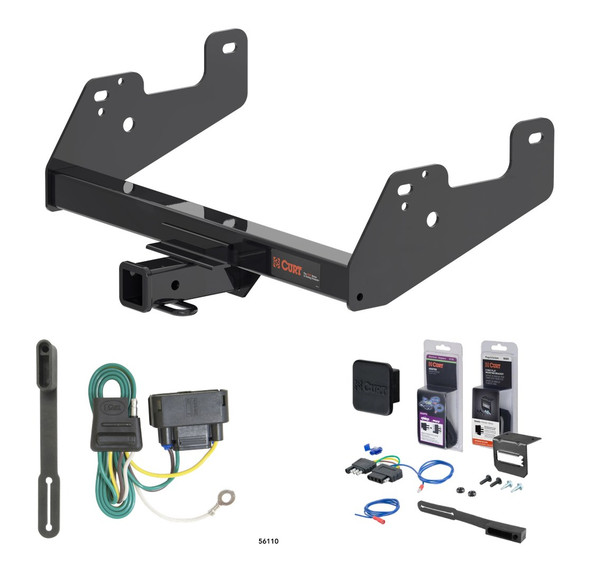 2021 - 2023 Ford F-150 Excluding factory receiver or Police Responder Curt 2" Class 3 Trailer Tow Hitch + 5-Flat Wiring Kit Tow Boat/Utility Trailer with Surge Brakes 13475 - CURT