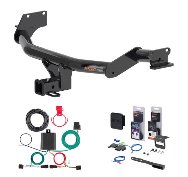 2023 - 2024 Hyundai Palisade Curt 2" Class 3 Trailer Tow Hitch + 5-Flat Wiring Kit Tow Boat/Utility Trailer with Surge Brakes 13427-1 - CURT