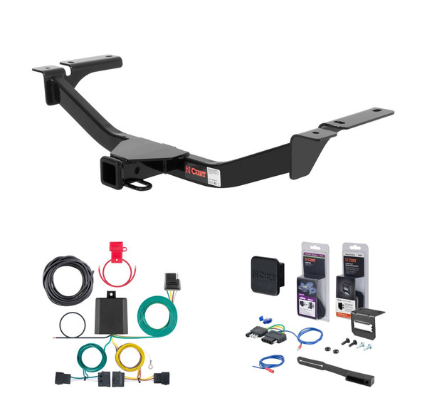 2007 - 2010 Lincoln MKX Fits beneath factory 1-1/4" receiver Curt 2" Class 3 Trailer Tow Hitch + 5-Flat Wiring Kit Tow Boat/Utility Trailer with Surge Brakes 13067 - CURT