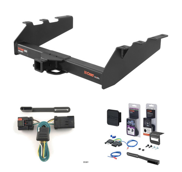 1999 - 2002 Dodge Ram 2500 6.5' bed, factory bumper Curt 2" Class 5 Trailer Tow Hitch + 5-Flat Wiring Kit Tow Boat/Utility Trailer with Surge Brakes 15318 - CURT
