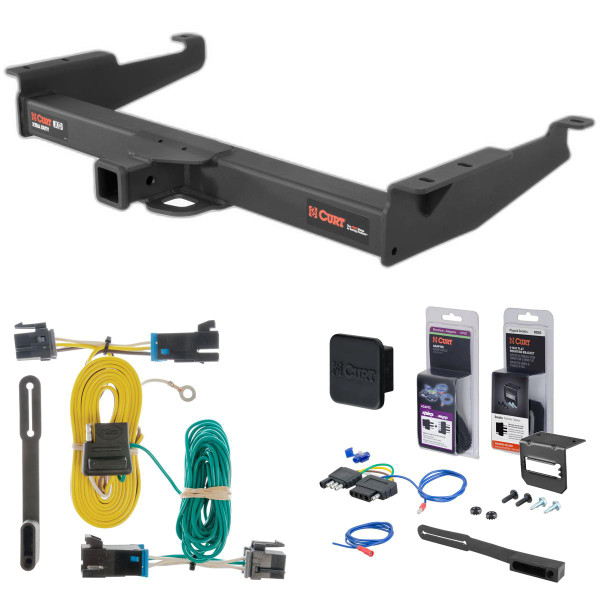 03 - 14 Chevrolet Express 1500 Curt 2" Class 5 Trailer Tow Hitch + 5-Flat Wiring Kit Tow Boat/Utility Trailer with Surge Brakes 15320 - CURT