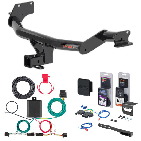 23 - 24 Hyundai Palisade Curt 2" Class 3 Trailer Tow Hitch + 5-Flat Wiring Kit Tow Boat/Utility Trailer with Surge Brakes 13427 - CURT