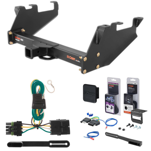 88 - 00 Chevrolet K2500 With 10" step bumper Curt 2" Class 5 Trailer Tow Hitch + 5-Flat Wiring Kit Tow Boat/Utility Trailer with Surge Brakes 15317 - CURT