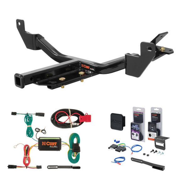 2013 - 2015 Chevrolet Malibu Sedan Excluding LTZ Curt 1-1/4" Class 2 Trailer Tow Hitch + 5-Flat Wiring Kit Tow Boat/Utility Trailer with Surge Brakes 12115 - CURT