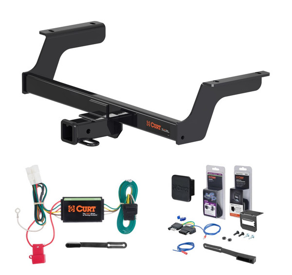 2018 - 2023 Subaru Crosstrek Excluding hybrid Curt 2" Class 3 Trailer Tow Hitch + 5-Flat Wiring Kit Tow Boat/Utility Trailer with Surge Brakes 13382 - CURT