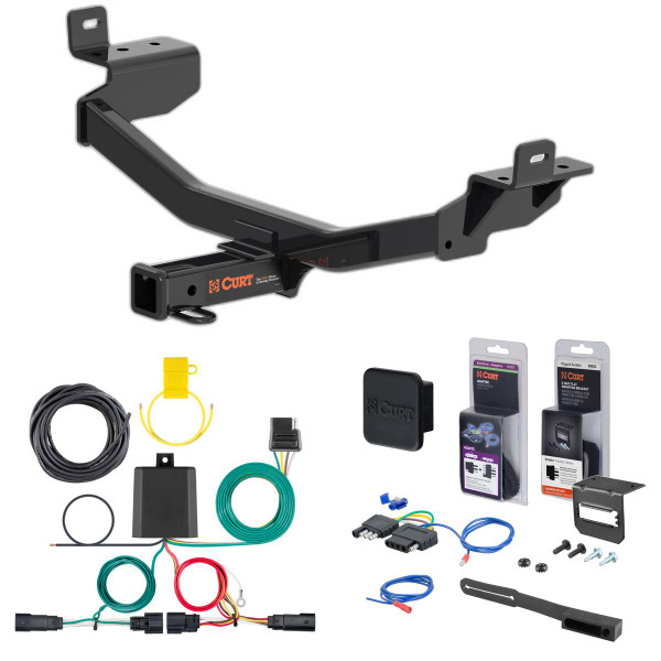 19 - 23 Jeep Cherokee Curt 2" Class 3 Trailer Tow Hitch + 5-Flat Wiring Kit Tow Boat/Utility Trailer with Surge Brakes 13395 - CURT