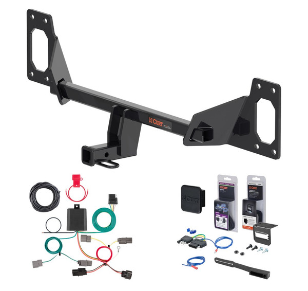 2022 - 2024 Honda Civic Sedan, excluding center exhaust Curt 1-1/4" Class 1 Trailer Tow Hitch + 5-Flat Wiring Kit Tow Boat/Utility Trailer with Surge Brakes 11591 - CURT