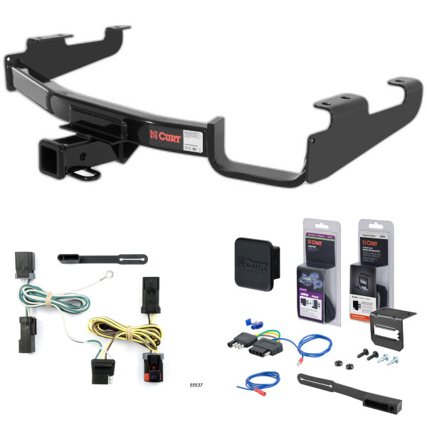 04 - 07 Dodge Grand Caravan Excluding Stow 'n Go and Sport Curt 2" Class 3 Trailer Tow Hitch + 5-Flat Wiring Kit Tow Boat/Utility Trailer with Surge Brakes 13362 - CURT