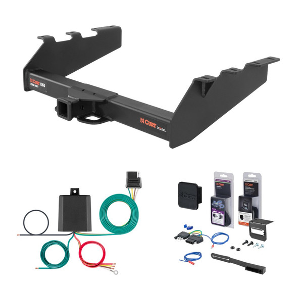 1994 - 1998 Dodge Ram 3500 With factory bumper Curt 2" Class 5 Trailer Tow Hitch + 5-Flat Wiring Kit Tow Boat/Utility Trailer with Surge Brakes 15318 - CURT