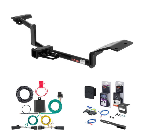2009 - 2019 Ford Flex With dual exhaust Curt 2" Class 3 Trailer Tow Hitch + 5-Flat Wiring Kit Tow Boat/Utility Trailer with Surge Brakes 13110 - CURT