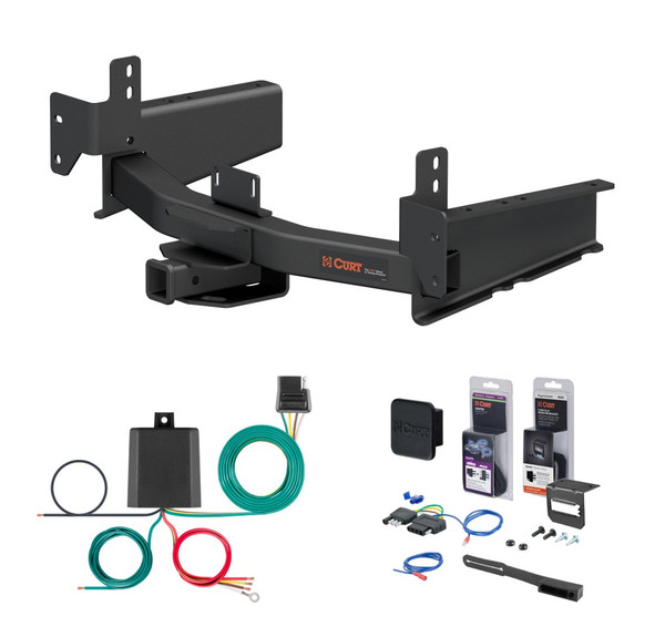 2019 - 2026 RAM 1500 Curt 2" Class 5 Trailer Tow Hitch + 5-Flat Wiring Kit Tow Boat/Utility Trailer with Surge Brakes 15005 - CURT