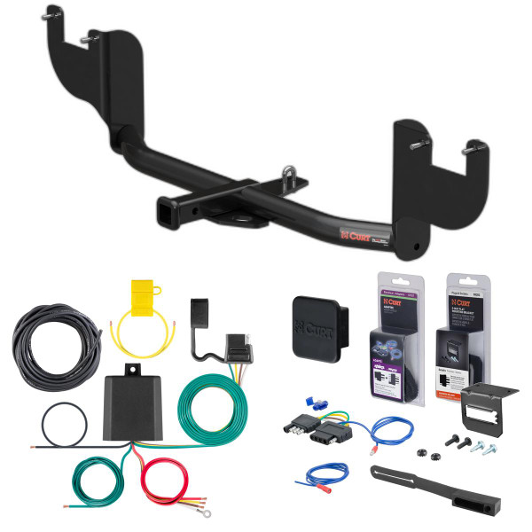 17 - 18 Hyundai Elantra Sedan, with factory recovery loop Curt 1-1/4" Class 1 Trailer Tow Hitch + 5-Flat Wiring Kit Tow Boat/Utility Trailer with Surge Brakes 11424 - CURT