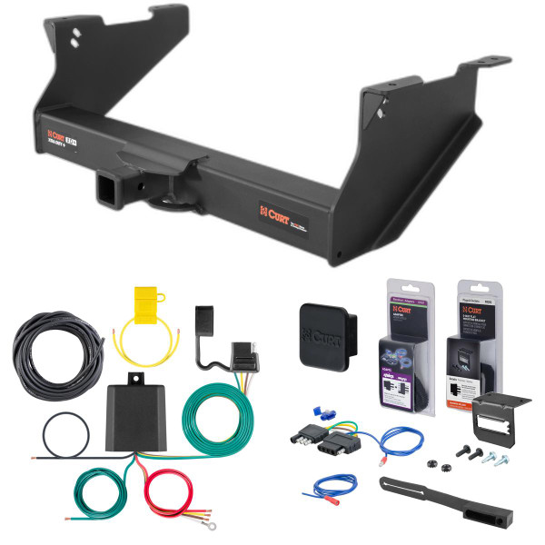 11 - 13 Ram 3500 8' bed, with or without factory receiver Curt 2" Class 5 Trailer Tow Hitch + 5-Flat Wiring Kit Tow Boat/Utility Trailer with Surge Brakes 15409 - CURT
