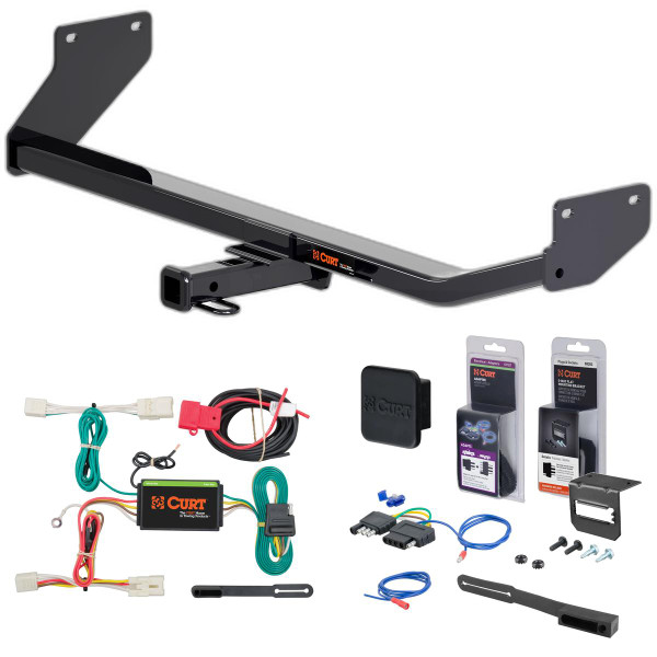17 - 22 Hyundai Ioniq Excluding Electric or Plug-In Curt 1-1/4" Class 1 Trailer Tow Hitch + 5-Flat Wiring Kit Tow Boat/Utility Trailer with Surge Brakes 11486-1 - CURT