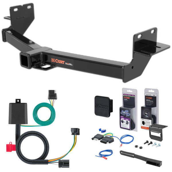 13 - 18 Hyundai Santa Fe Curt 2" Class 3 Trailer Tow Hitch + 5-Flat Wiring Kit Tow Boat/Utility Trailer with Surge Brakes 13153 - CURT