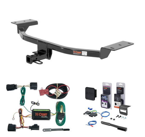 2012 - 2014 Ford Focus Hatchback, excluding RS and ST Curt 1-1/4" Class 1 Trailer Tow Hitch + 5-Flat Wiring Kit Tow Boat/Utility Trailer with Surge Brakes 11158 - CURT