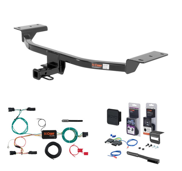 2015 - 2018 Ford Focus Hatchback, excluding RS and ST Curt 1-1/4" Class 1 Trailer Tow Hitch + 5-Flat Wiring Kit Tow Boat/Utility Trailer with Surge Brakes 11158 - CURT