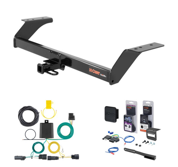 2013 - 2020 Ford Fusion Excluding Sport Curt 1-1/4" Class 2 Trailer Tow Hitch + 5-Flat Wiring Kit Tow Boat/Utility Trailer with Surge Brakes 12091 - CURT