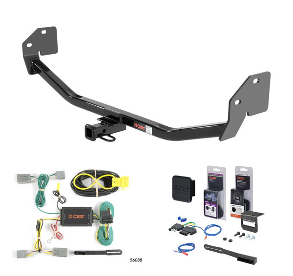 2011 - 2014 Ford Mustang Convertible, excluding California Special Curt 1-1/4" Class 1 Trailer Tow Hitch + 5-Flat Wiring Kit Tow Boat/Utility Trailer with Surge Brakes 11210 - CURT