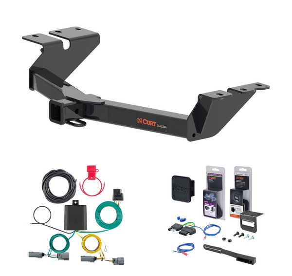2022 - 2026 Ford Maverick Excluding factory receiver Curt 2" Class 3 Trailer Tow Hitch + 5-Flat Wiring Kit Tow Boat/Utility Trailer with Surge Brakes 13504 - CURT