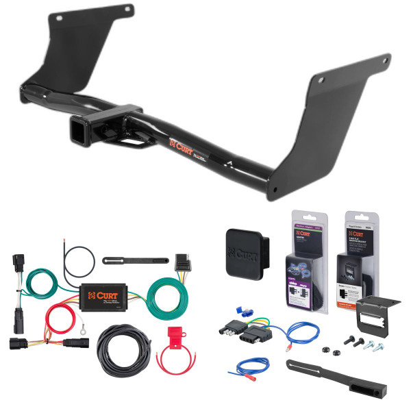 17 - 18 Ford Escape Excluding S & SE Models Curt 2" Class 3 Trailer Tow Hitch + 5-Flat Wiring Kit Tow Boat/Utility Trailer with Surge Brakes 13131 - CURT
