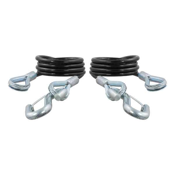 CURT 43-7/8" Safety Cables with 2 Snap Hooks (3,500 lbs, Vinyl-Coated, 2-Pack) Trailer Hitch - CURT