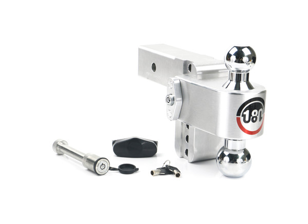 Weigh Safe 180 Hitch - Drop Hitch w/Chrome Combo Ball - 4" Drop for 2.5" Shank w/Hitch Pin CTB4-2.5-KA - Weigh Safe