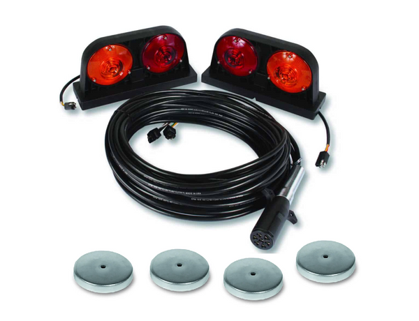Heavy Duty AG LED Light Kit – 2 Plug-In Modules with Turn, Brake, Tail & Flasher Lights, 35' Cord, 7-Pin Plug Includes Magnets