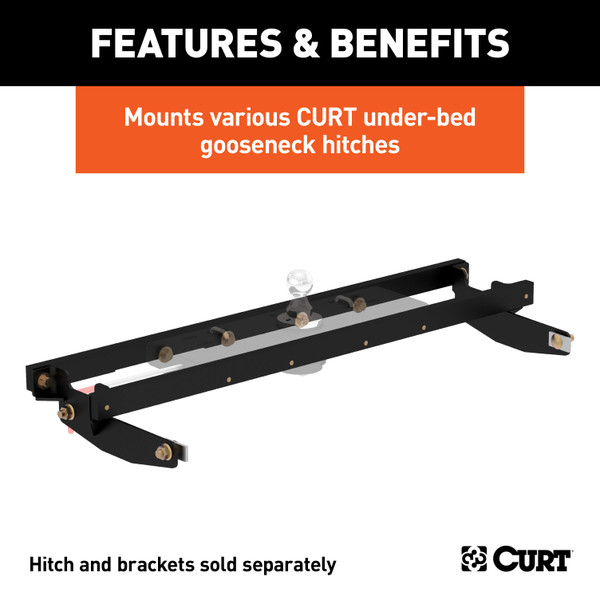 CURT Double Lock Gooseneck Installation Brackets, Select Silverado, Sierra 2500, 3500 Gooseneck Trailer Hitch Mount Kit