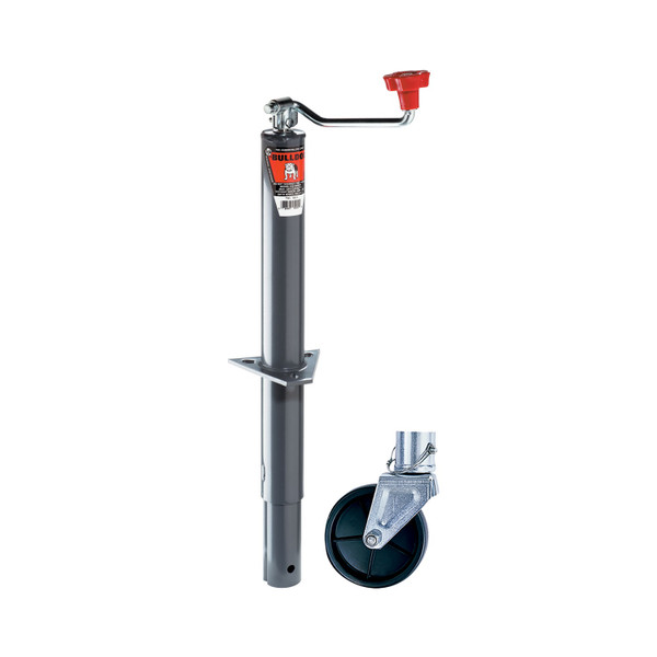Bulldog 2,000 lbs. Round A-Frame Trailer Jack Topwind 15" Lift w/ 2-3/32" Tall Removable Footplate - Bulldog
