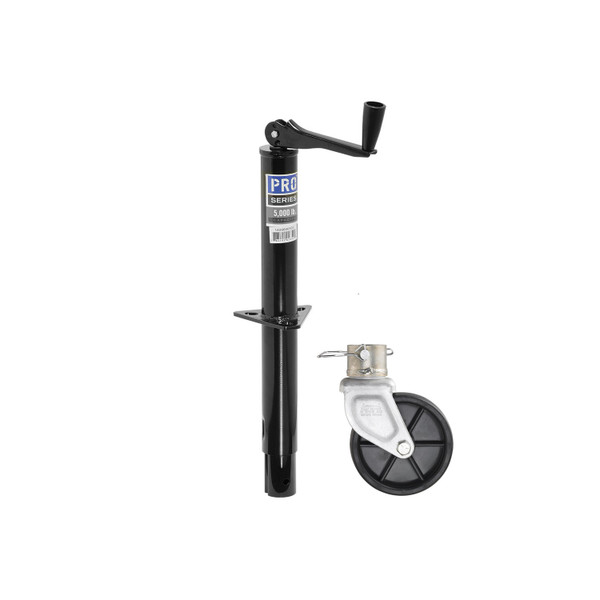 Pro Series Round 5,000 lbs. A-Frame Trailer Jack Topwind 15" Lift w/ 6" Plastic Caster Wheel - Pro Series