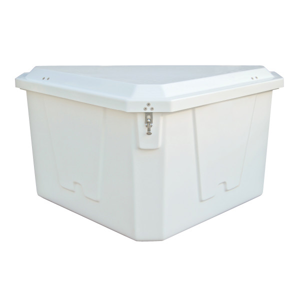 Taylor Made Stow N Go Corner Fiberglass Dock Box (27"H X 54"W X 33"D), White #83561 - Taylor Made