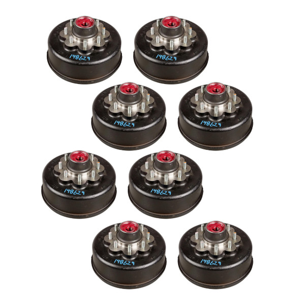 Lippert (8-Pack) 8K lbs RV Brake Drum Hub Assembly for 8,000- Axle - 8 on 6.5", 9/16" Stud - Heavy-Duty Trailer Component - CURT