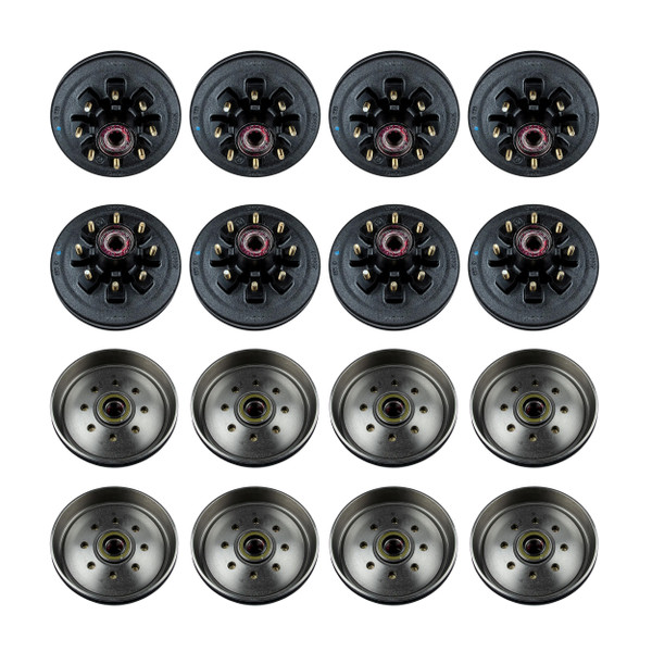 Lippert (8-Pack) 7K lbs 12" RV Brake Drum Hub for 7,000- Axle - 8 on 6.5", 1/2" Stud (Fully Assembled) - Heavy-Duty Trailer Component - CURT