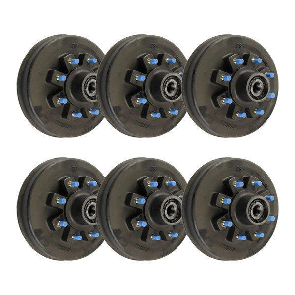 Lippert (6-Pack) 8K lbs Threaded Hybrid Hub - 8,000- 8 on 6-1/2", 17-1/2" Wheels, 5/8" Studs, Grease - Heavy-Duty Trailer Component - CURT