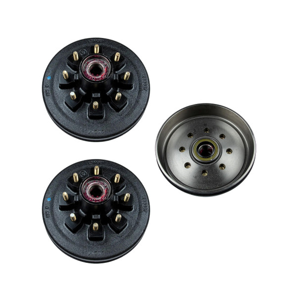 Lippert (2-Pack) 7K lbs 12" RV Brake Drum Hub for 7,000- Axle - 8 on 6.5", 1/2" Stud (Fully Assembled) - Heavy-Duty Trailer Component - CURT