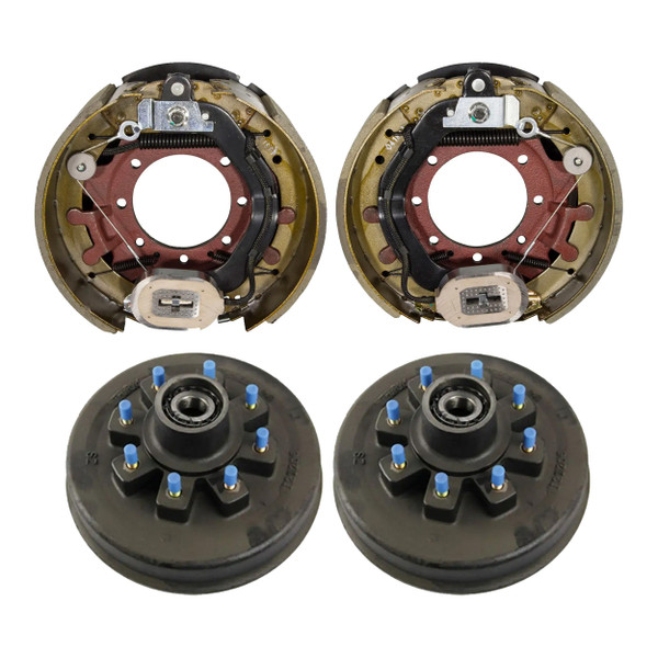 Lippert 12.25" x 5" 12,000 lb Trailer Brake Kit  2 Brake Drum Hubs (8 on 6.5", 5/8" Stud) with 1 Left & 1 Right Electric Brake Assembly LIPKITBCE36 - Lippert