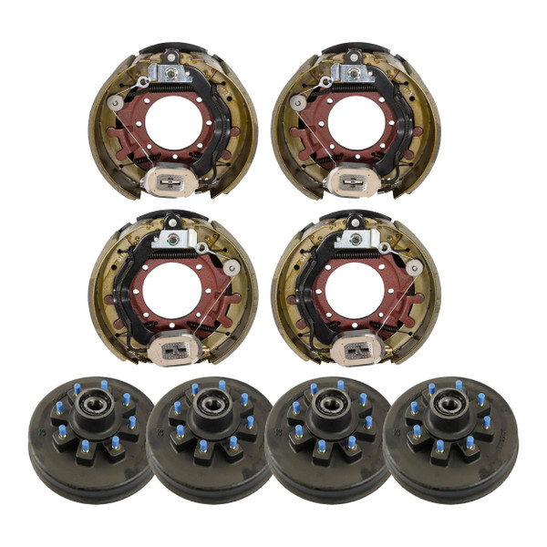 Lippert 12.25" x 5" 12,000 lb Trailer Brake Kit  4 Brake Drum Hubs (8 on 6.5", 5/8" Stud) with 2 Left & 2 Right Electric Brake Assemblies LIPKIT401G9 - Lippert
