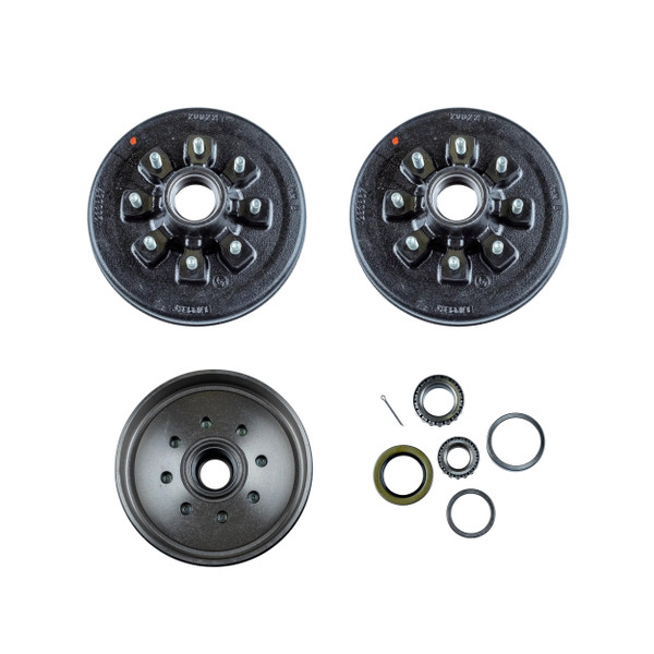 Lippert (2-Pack) 7K lbs 12" Brake Drum Hub for 7,000- Axle - 8 on 6.5", 9/16" Stud (with Bearing Cone) - Heavy-Duty Trailer Component - CURT