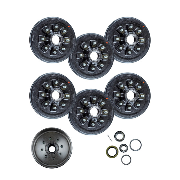 Lippert (6-Pack) 7K lbs 12" Brake Drum Hub for 7,000- Axle - 8 on 6.5", 9/16" Stud (with Bearing Cone) - Heavy-Duty Trailer Component - CURT